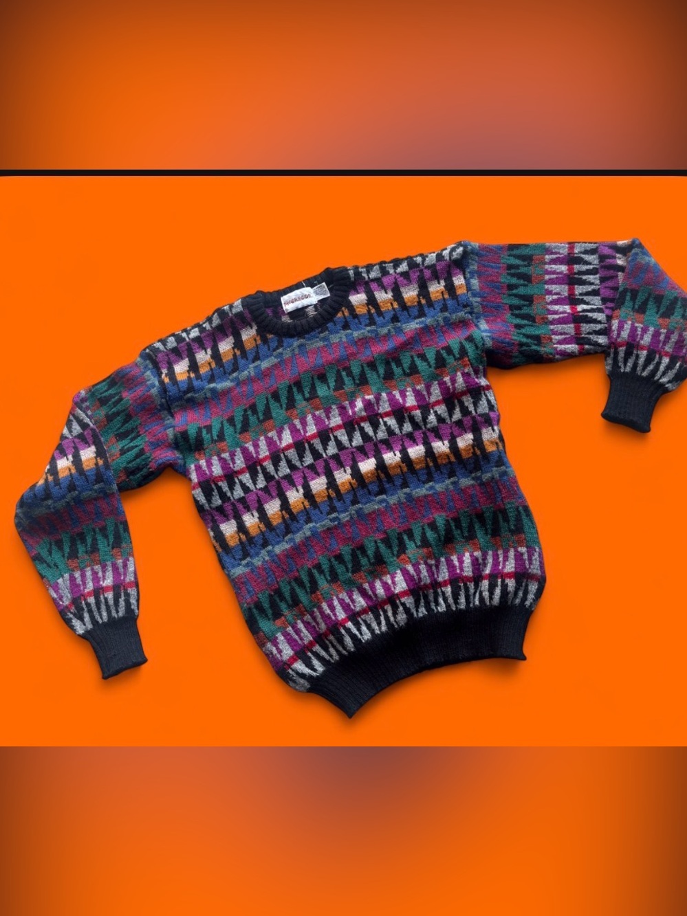 Fun vintage men’s abstract colorful geometric print large McGregor brand sweater